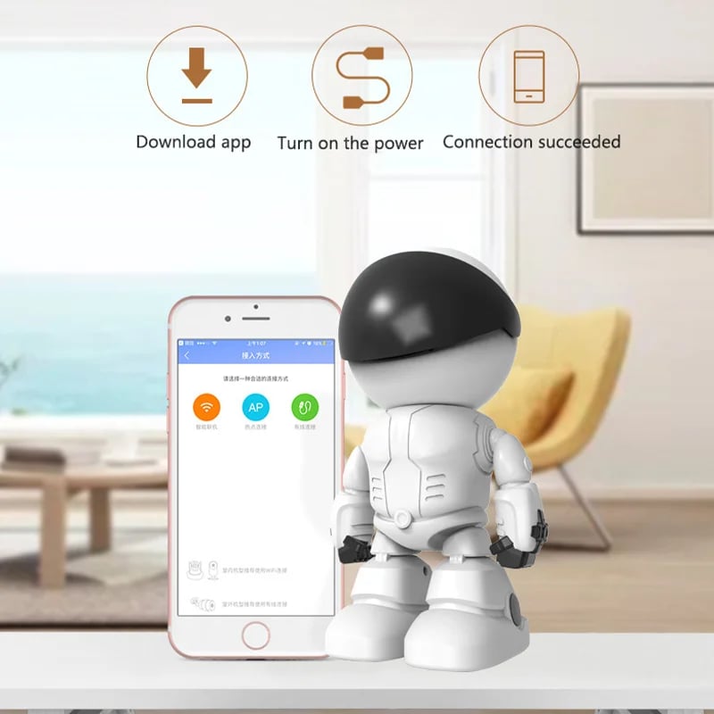 1MP Robot IP Camera Indoor Outdoor Security Camera WiFi Wireless Webcam (HD Version, No Card) - White 3