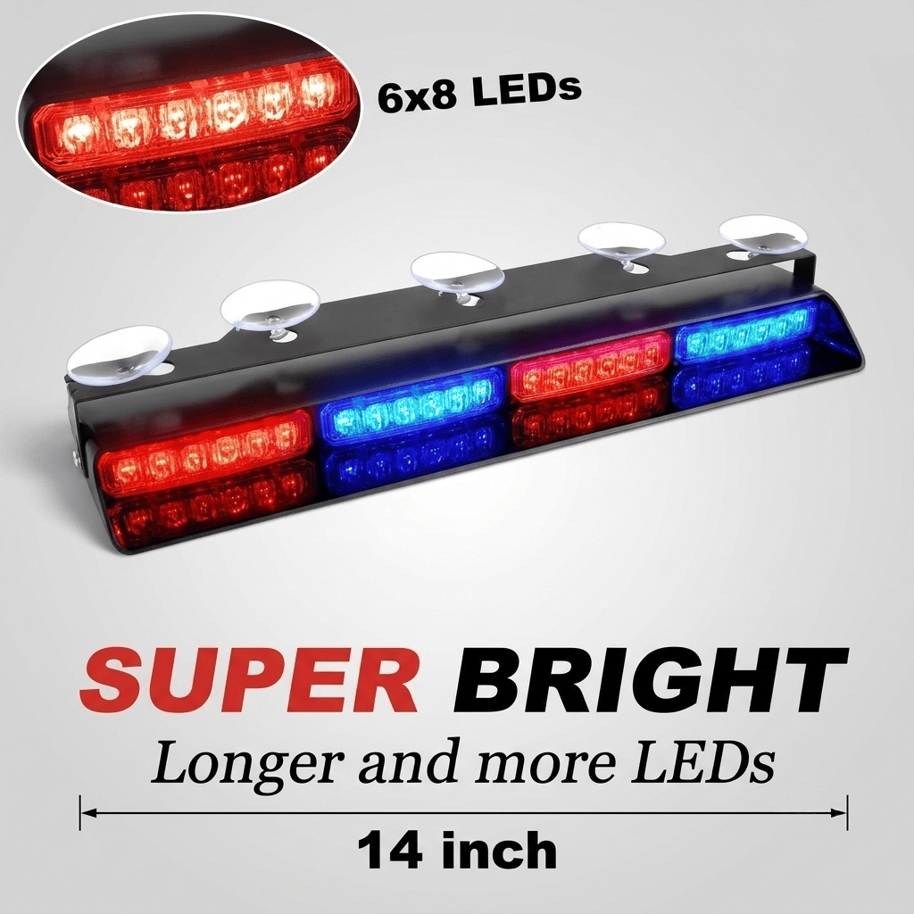 4D Lens 48 LEDs vs Competitor 32 LEDs Visual Brightness Chart