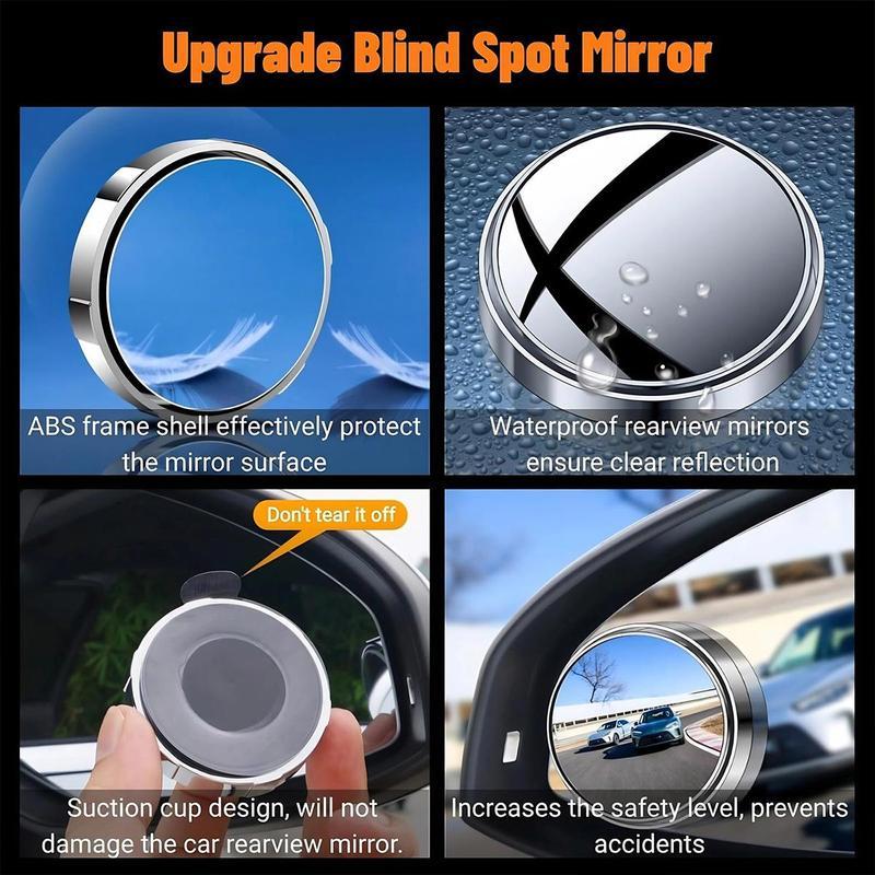 2Counts Safety driving mirror,Car Blind Spot Mirror, Wide Angle Mirror for Car Rearview Mirror,360-Degree Reversing Mirror,Vacuum Suction Cup,Small Round MirrorBlind Spot Auxiliary Mirror,Ultra-Clear Mirror.