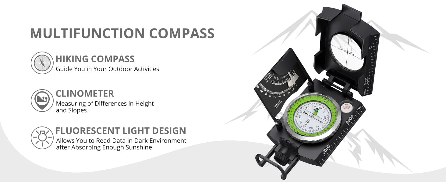 Proster IP65 Hiking Compass with Sighting Clinometer
