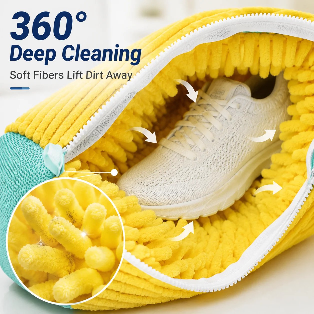 Reusable shoe washing bag for sneakers