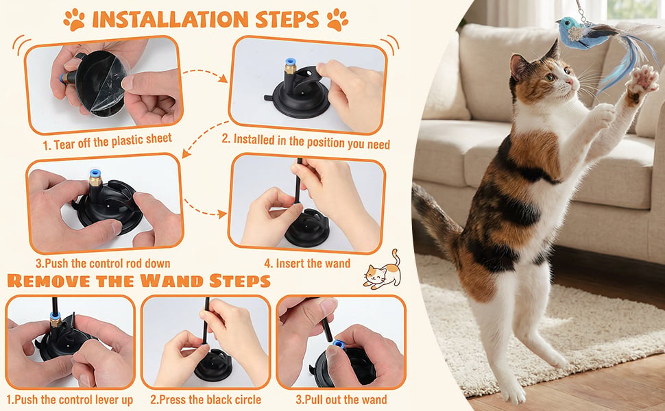 Interactive Cat Feather Toy with Suction Cup
