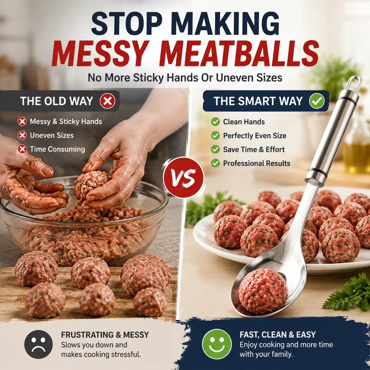 Meatball maker in use