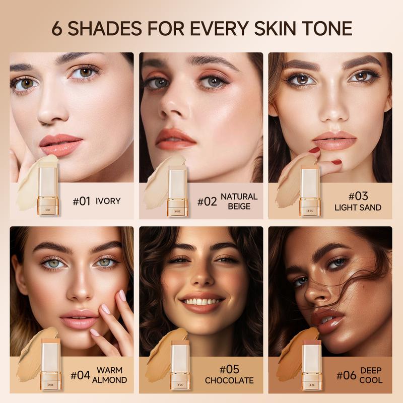 QIANWHITE Luminous Dual-Ended Concealer Foundation Stick with Built-in Brushes Complimentary Puff 24H Long-Lasting Waterproof Sweatproof One-Swipe Even Flawless Base Clear Radiant Skin Foundation Stick QIANWHITE Luminous Dual-Ended Concealer Foundation Stick with Built-in Brushes Complimentary Puff 24H Long-Lasting Waterproof Sweatproof One-Swipe Even Flawless Base Clear Radiant Skin Foundation Stick