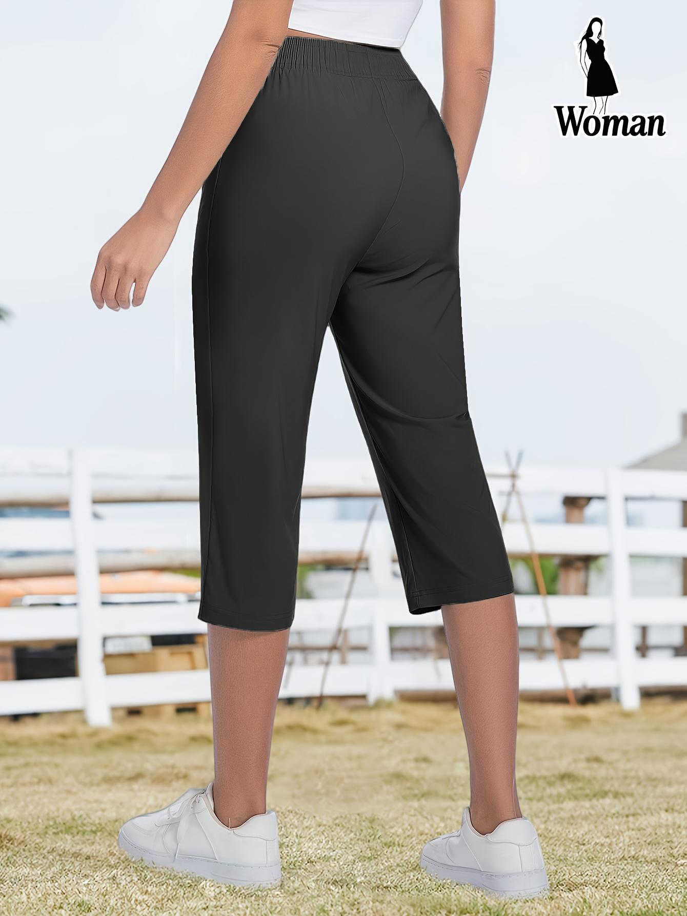 3-Pack Women’s Capri Pants – Loose Fit, Summer Drawstring Waist, Zipper Pockets, Breathable High-Stretch Fabric, Suitable for Everyday Wear