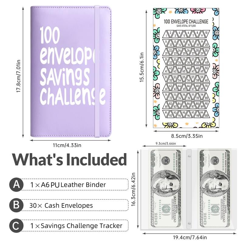 Product Introduction of 100 Days Money Saving Challenge Coin Envelope BudgetStorage Book - Binding Covers With Daily Savings Tracker,Habit-Forming System, And Cash Savings Goal Of $5050Develop A Consistent Savings Habit 1