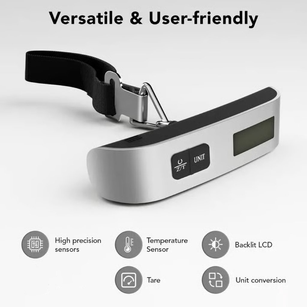 Portable luggage scale in use