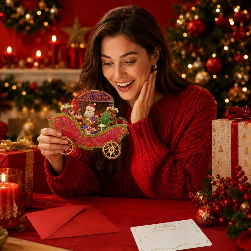 Christmas pop-up carriage keepsake card
