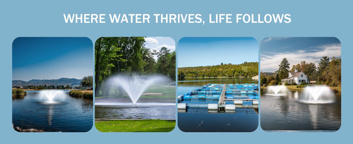 Pond Fountain Aerator 1HP 110V 750W 15000 GPH Floating Fountain Pump with 100 FT Power Cord 2 x 100 FT Rope Timer Fully Automatic Powerful Aerating Fountain for Larger Ponds, Lakes Pond Fountain Aerator 1HP 110V 750W 15000 GPH Floating Fountain Pump with 100 FT Power Cord 2 x 100 FT Rope Timer Fully Automatic Powerful Aerating Fountain for Larger Ponds, Lakes