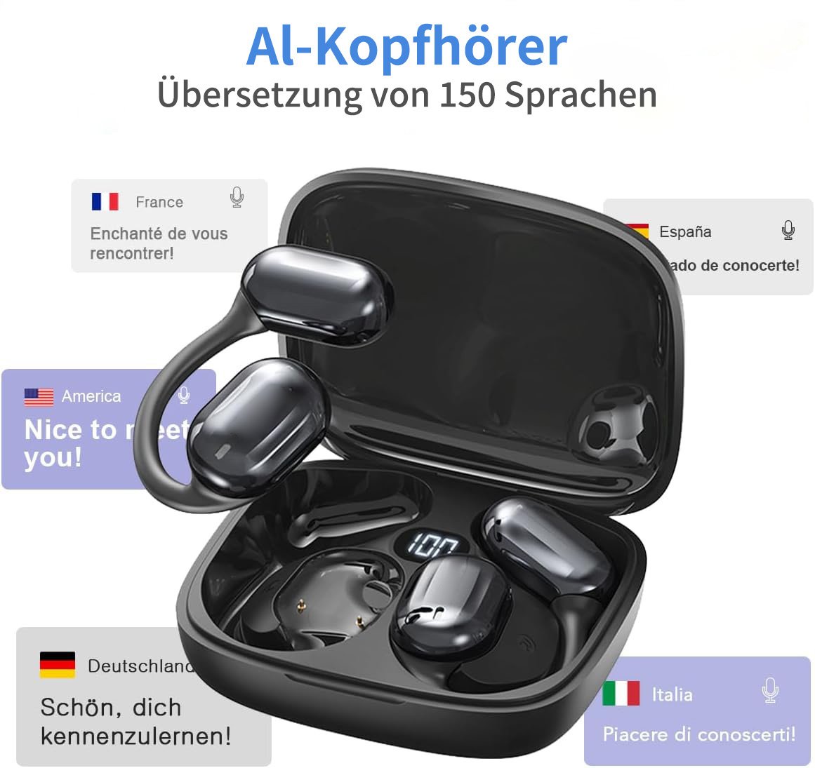 🏆#1 Bestseller 📢Letzter Tag: 49% Rabatt💎AI-Übersetzung Kabellose OWS Bluetooth 5,4-Ohrhörer (kompatibel mit iOS und Android)