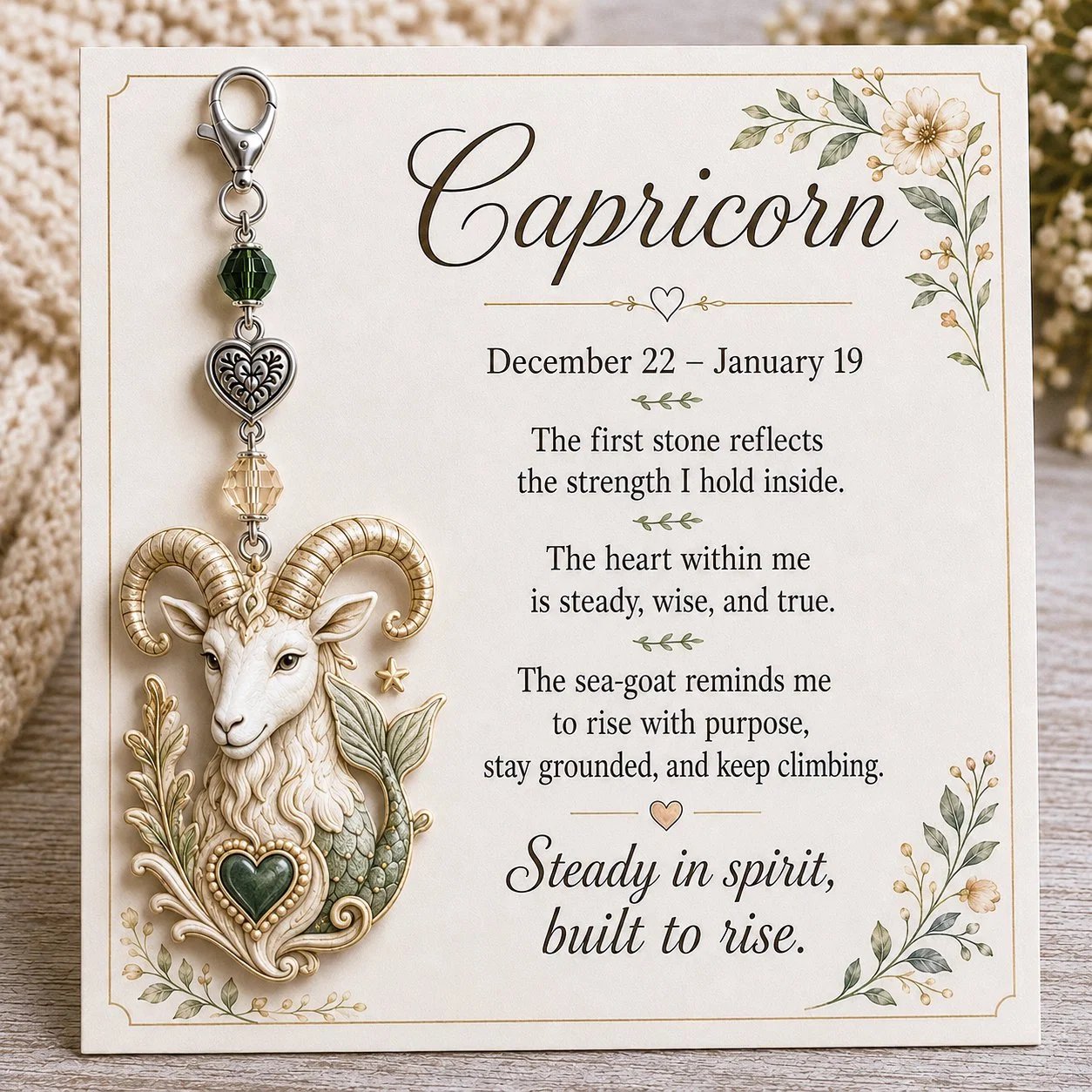 Zodiac charm gift with affirmation card