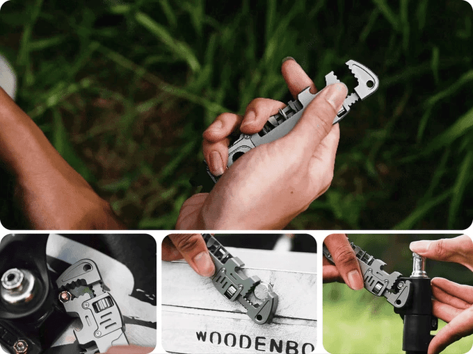 TC4 Titanium multi-tool being used for different practical tasks