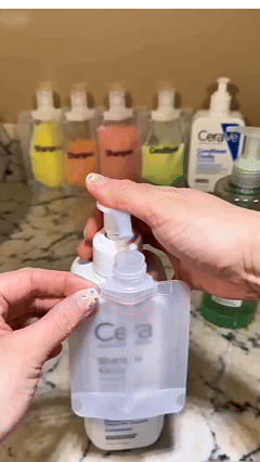 Reusable foldable travel liquid pouches