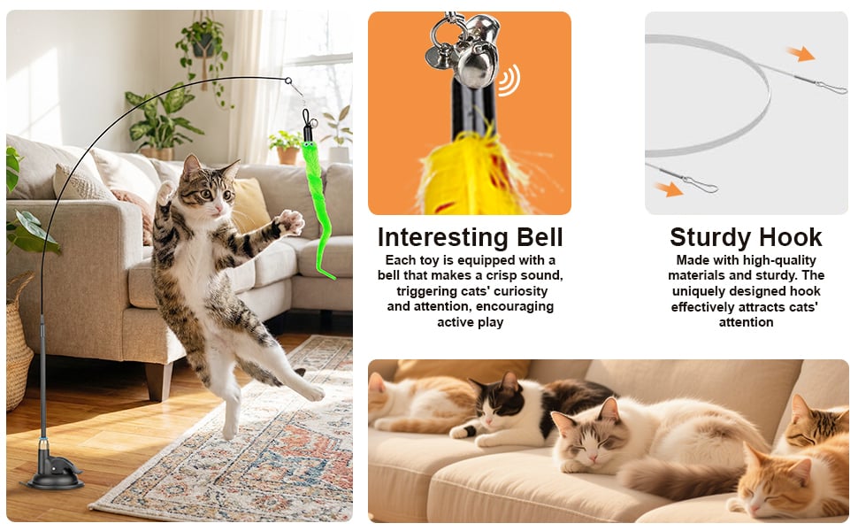 Interactive Cat Feather Toy with Suction Cup