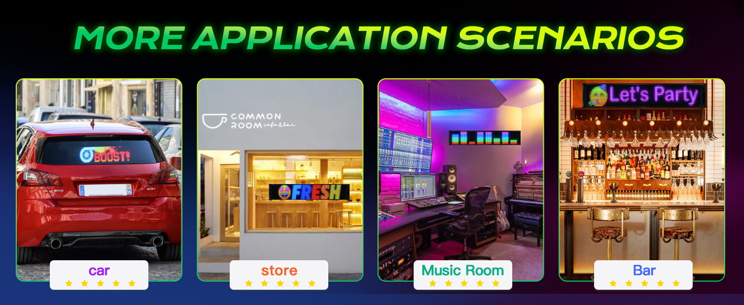 Flexible installation options for LED car display