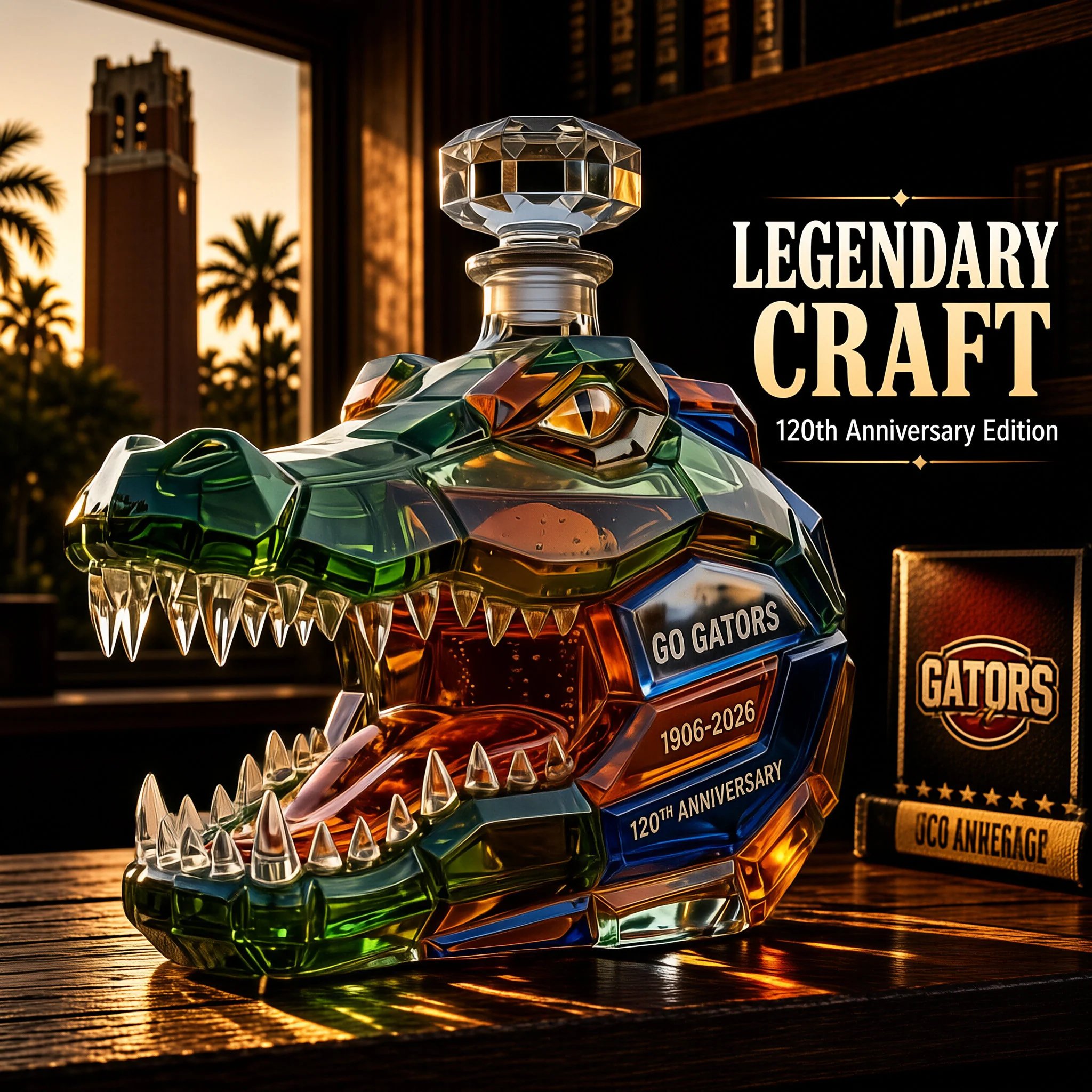 Crocodile shaped glass decanter