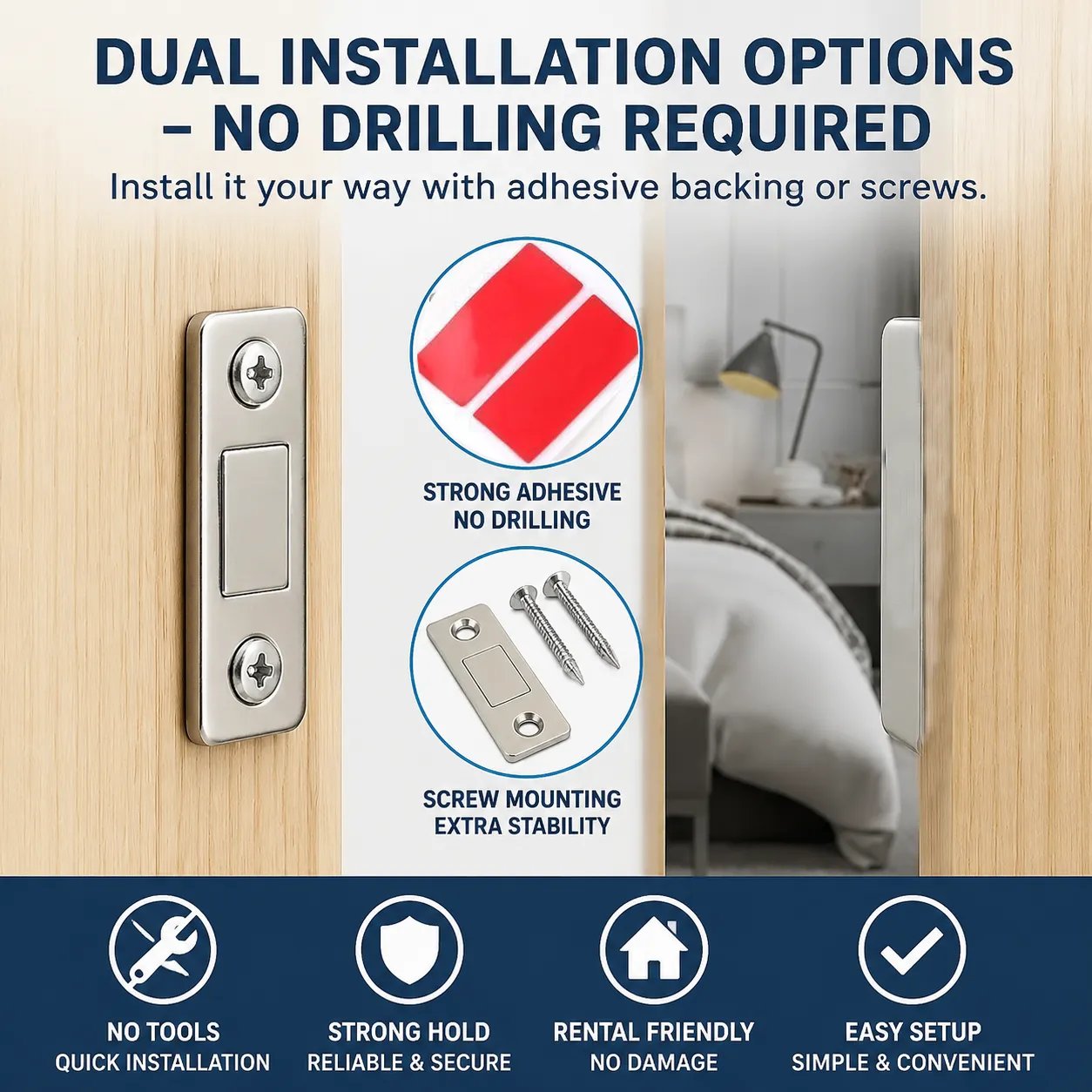 Dual installation magnetic door catch