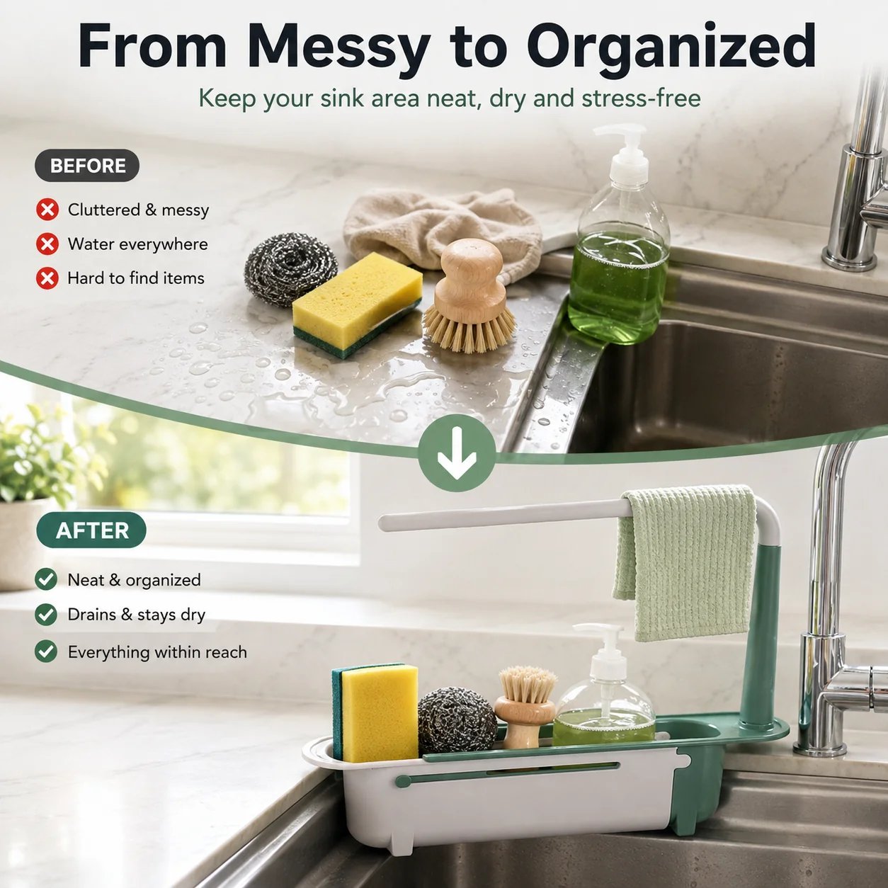 Thickened PP sink organizer detail