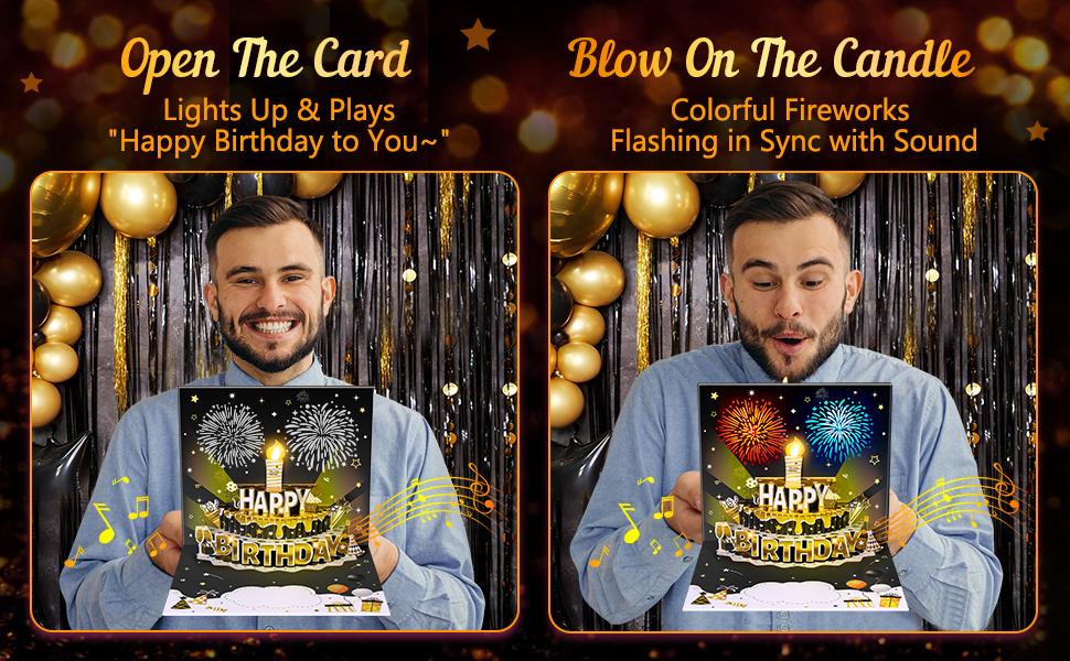 Black and gold 3D birthday card