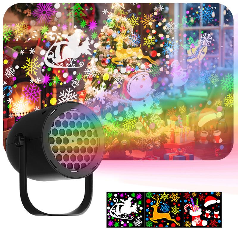 Christmas projector light showing festive patterns