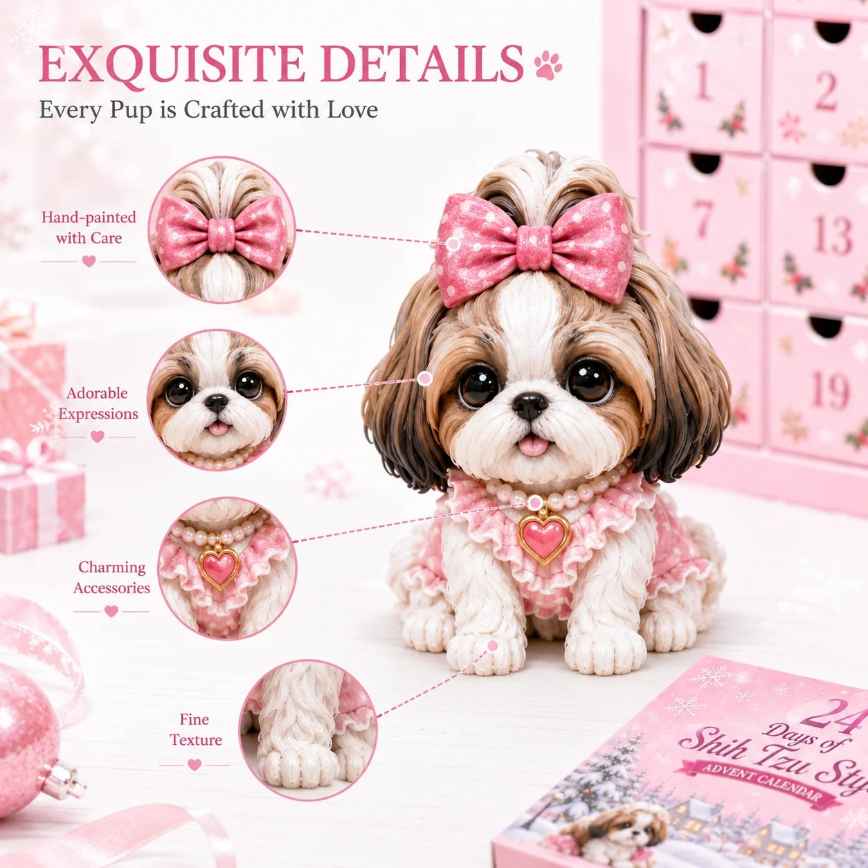 Close-up details of Shih Tzu collectible
