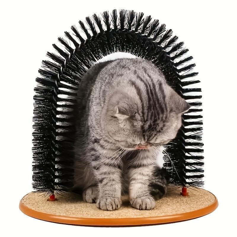 Cat Arch Self-Cleaning Cat Massage Toy, Interactive Cat Hair Removal Brush with Scratching Pad Toy, Suitable for Indoor Cats, Cat Scratching Board with Interactive Function, Durable and Easy to Assemble Shedding Grooming Kit Groomer Tools