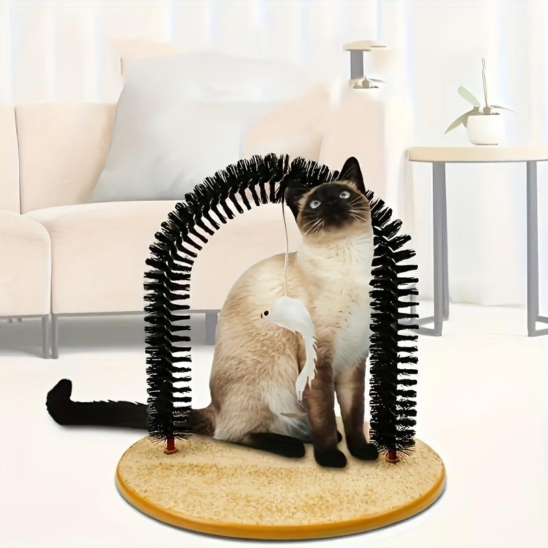 Cat Arch Self-Cleaning Cat Massage Toy, Interactive Cat Hair Removal Brush with Scratching Pad Toy, Suitable for Indoor Cats, Cat Scratching Board with Interactive Function, Durable and Easy to Assemble Shedding Grooming Kit Groomer Tools