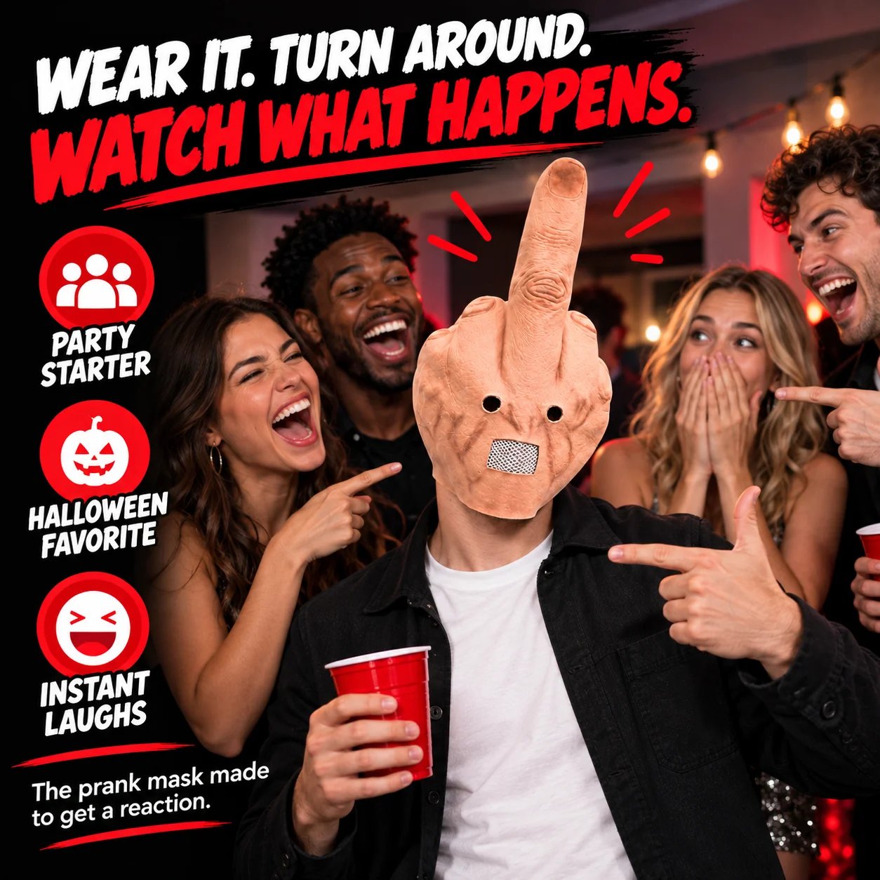 Lightweight reusable prank mask product features