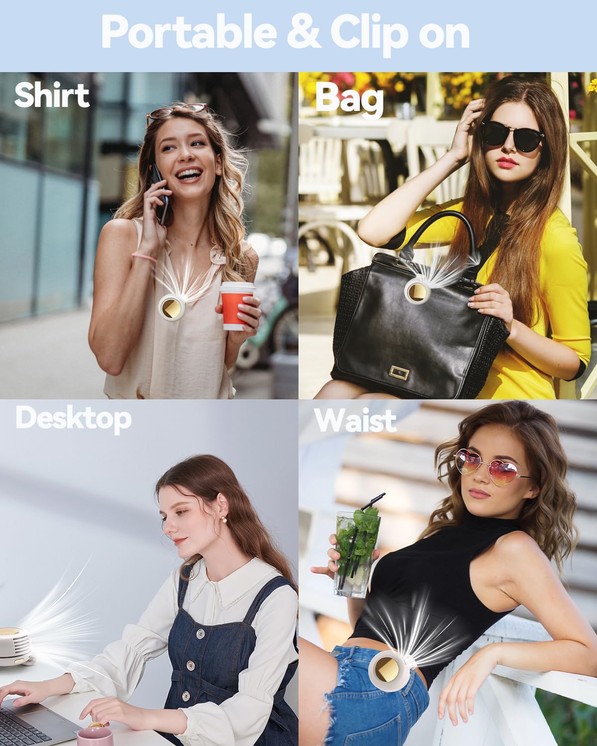 Shirt, Bag, Desktop, and Waist use