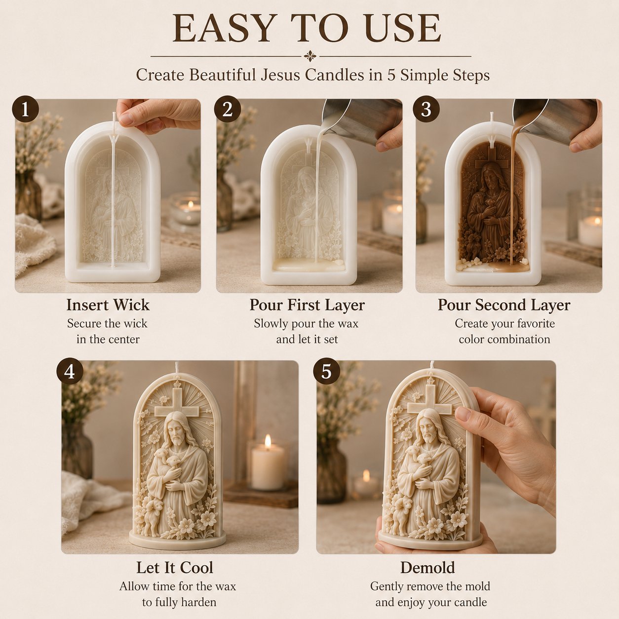 Step-by-step candle making process