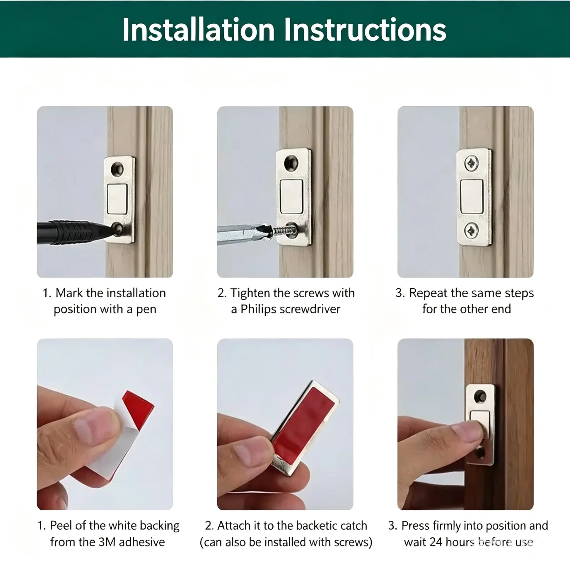 Magnetic door catch installation instructions