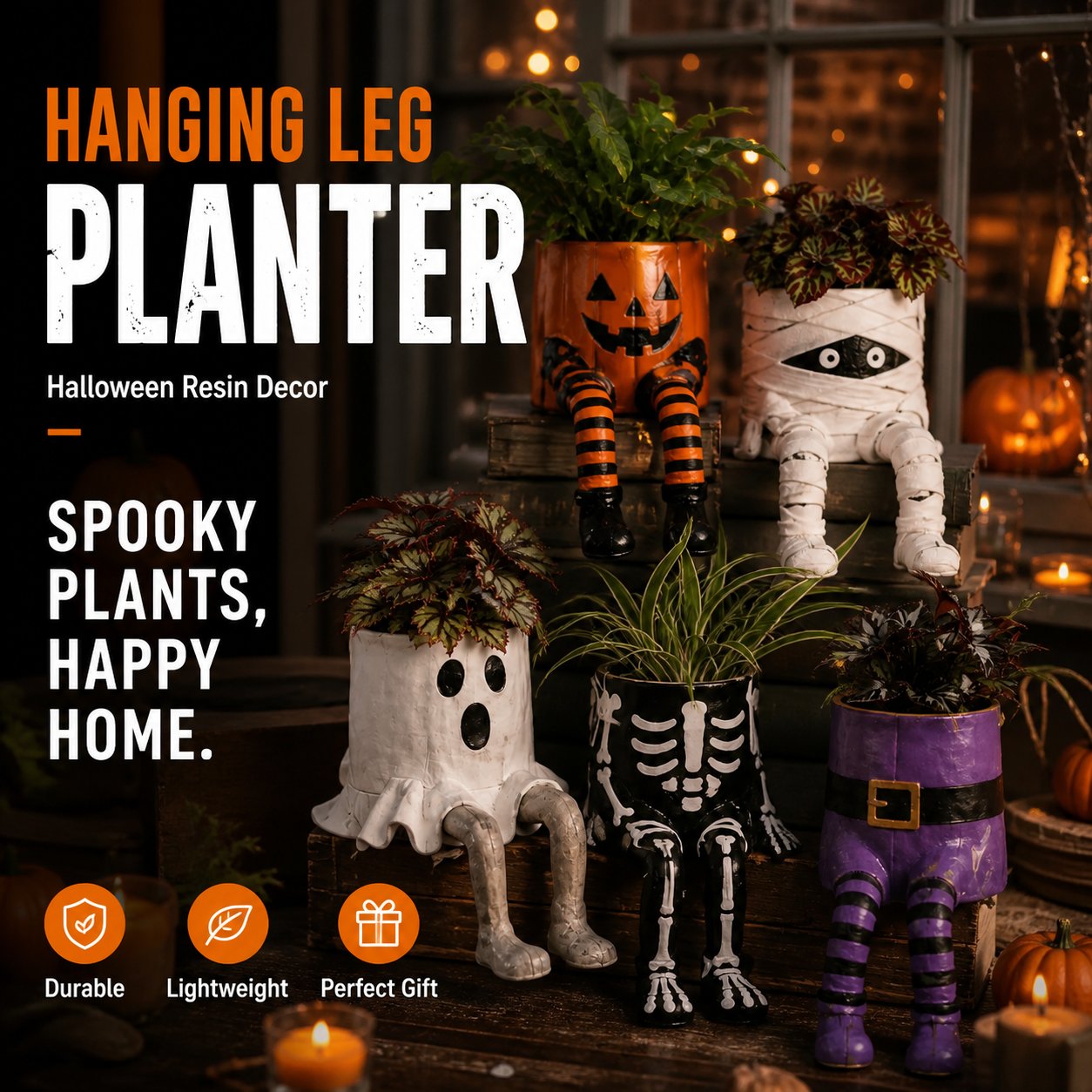 Halloween hanging leg resin succulent planters