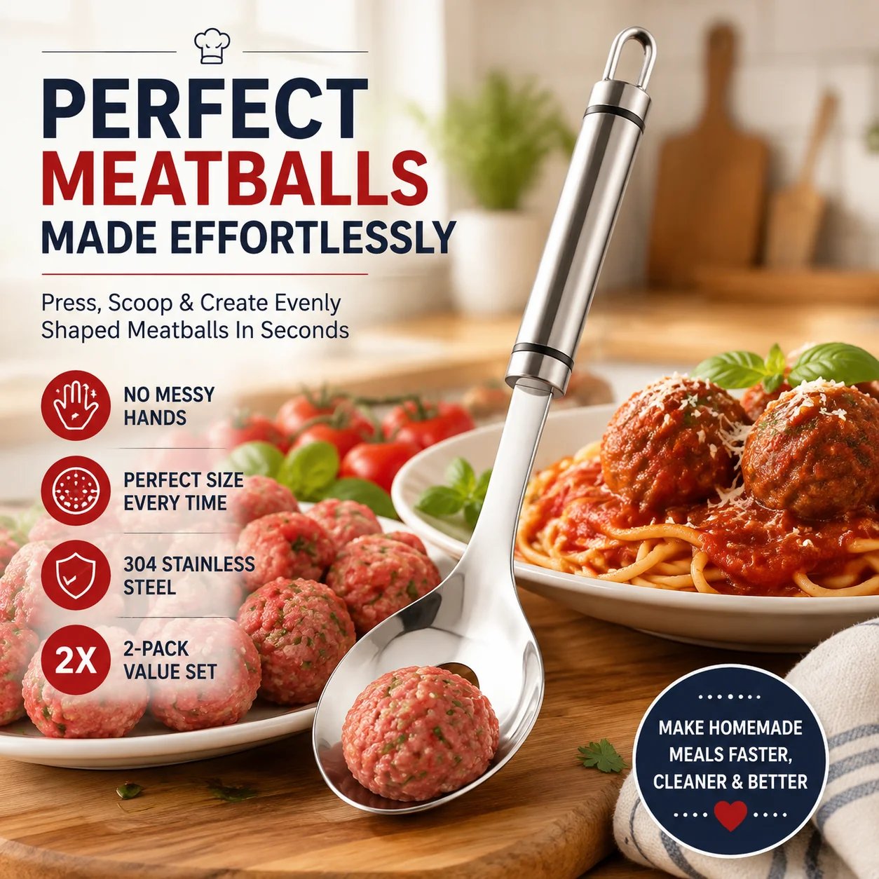 Stainless steel meatball maker
