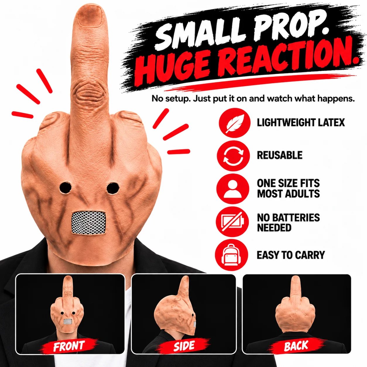 Funny prank mask getting reactions at a Halloween party