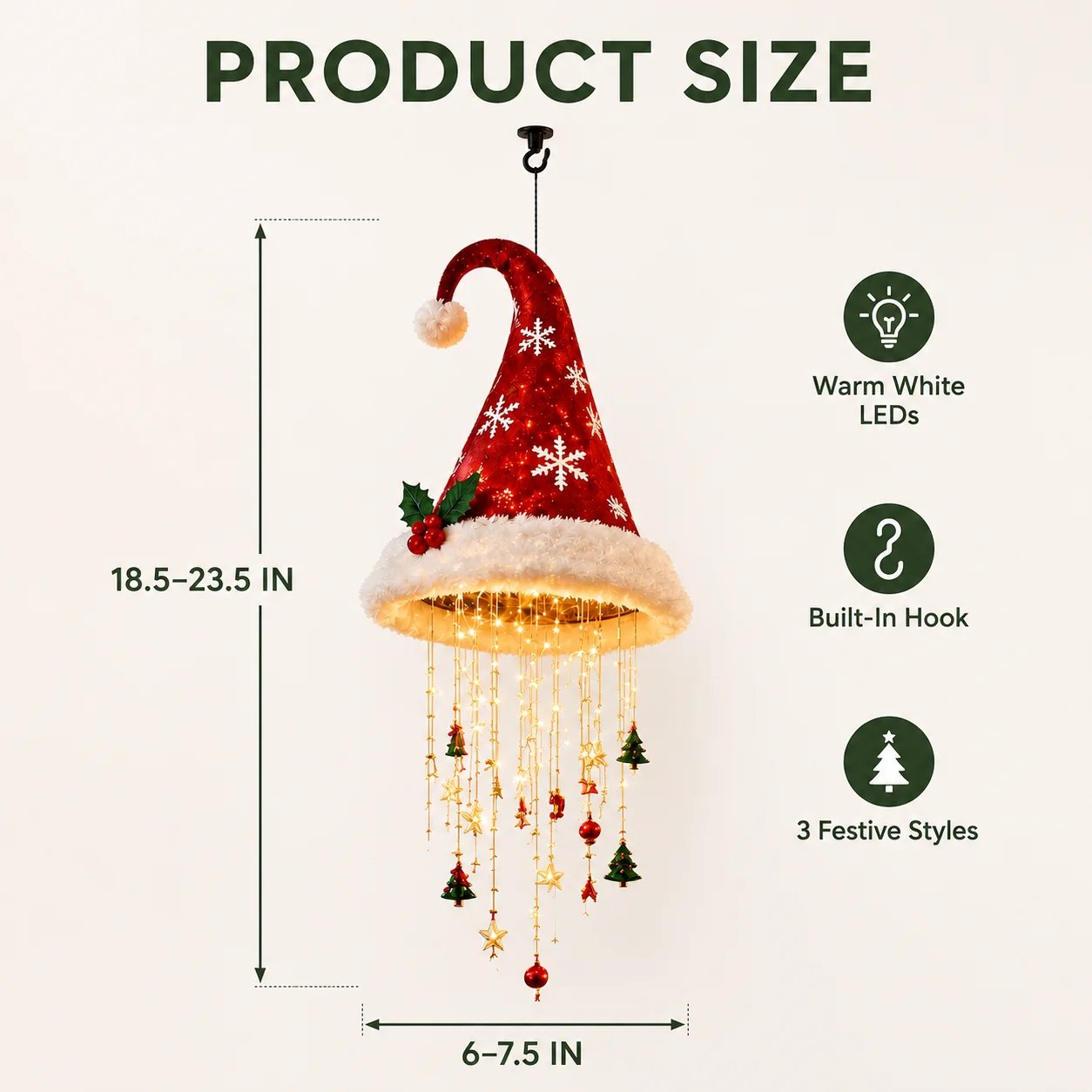Holiday Lighted Garland product size and details
