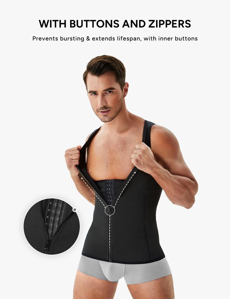 Product Introduction of 【Nebility】Men's zipper Waist Trainer Trimmer vest - double steel bone support on the back, adjustable button design, non-slip zipper, Gym Compression 18