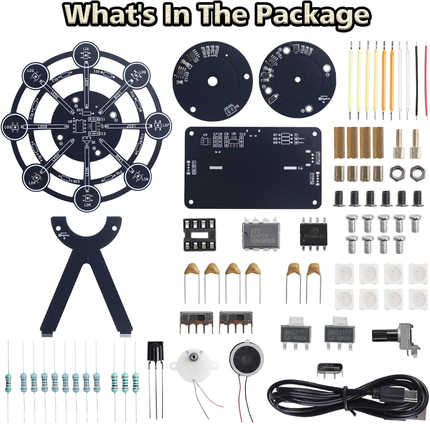 STEM Soldering Practice Kit - DIY Rotating Ferris Wheel Soder Practice Kit with 10 Light Modes, Colorful LED Electronics Soldering Projects for Adult Student Training Kit, Practical Desk Decor Present