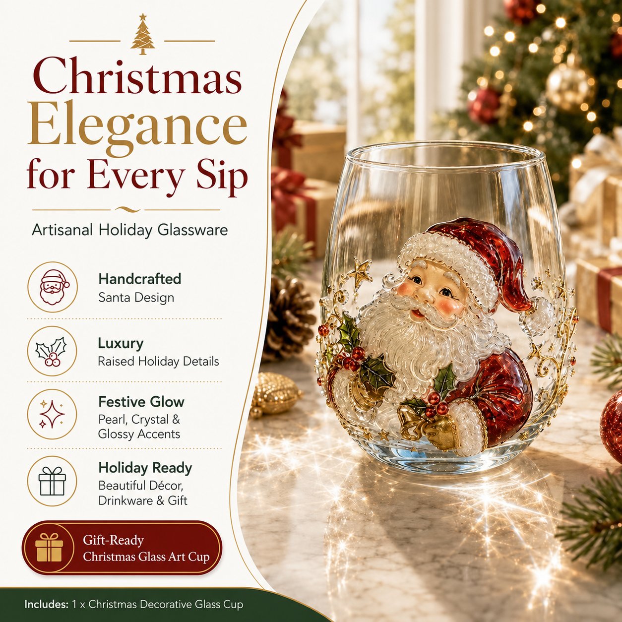 Raised Christmas glass details