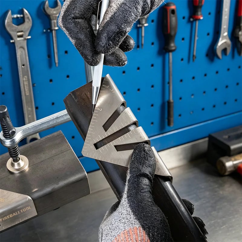 Comparison between a standard woodworking square and a metalworking miter square
