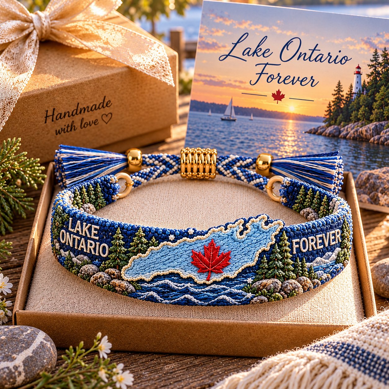 Lake Ontario Forever embroidered bracelet
