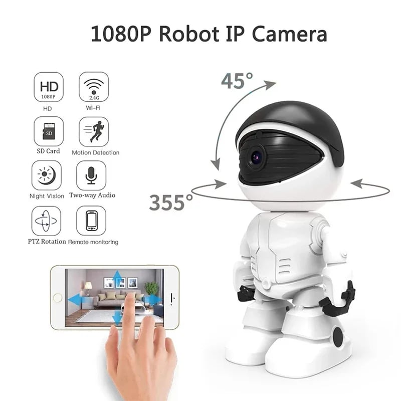 1MP Robot IP Camera Indoor Outdoor Security Camera WiFi Wireless Webcam (HD Version, No Card) - White 1