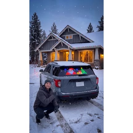 DrivePixel customer Christmas rear window display