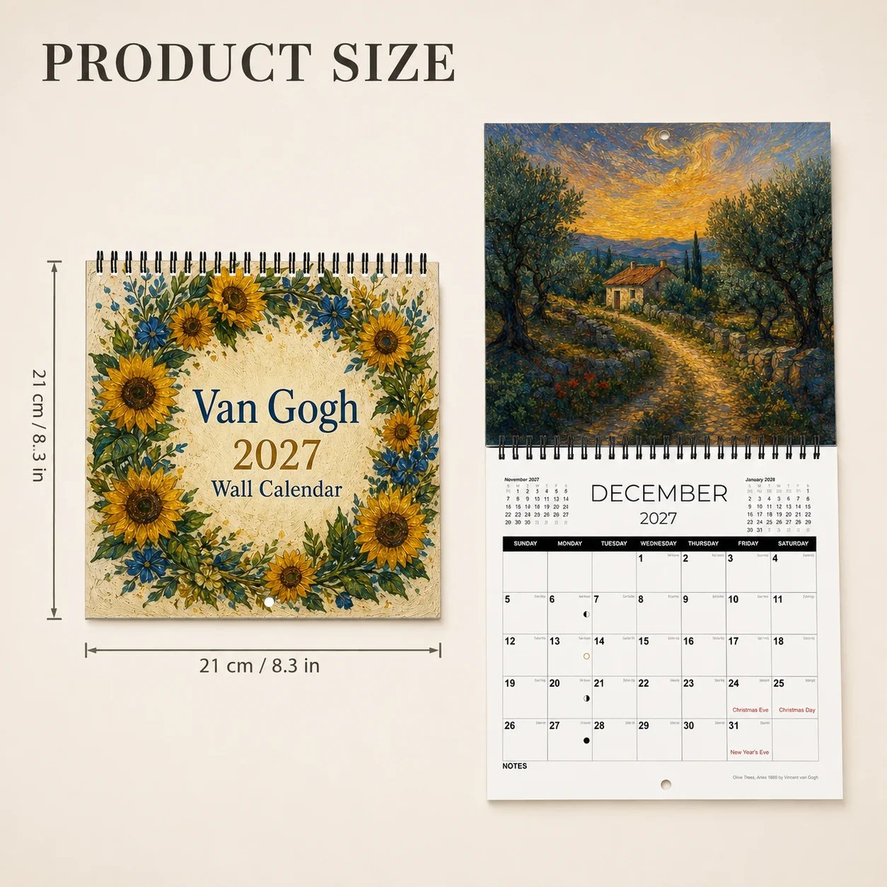 Calendar size and display
