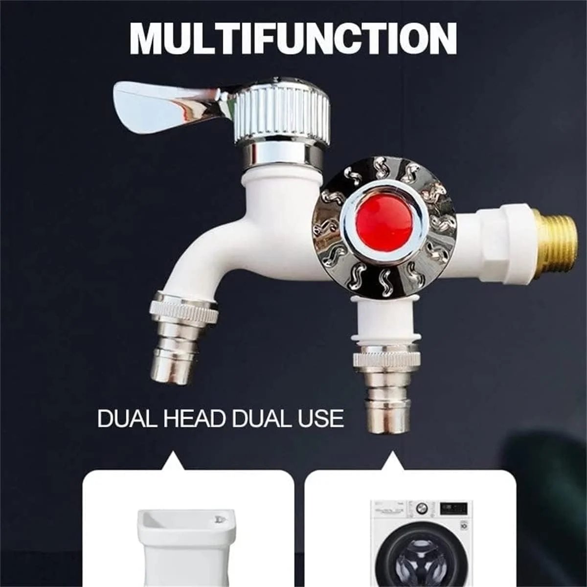 Dual head dual use water faucet
