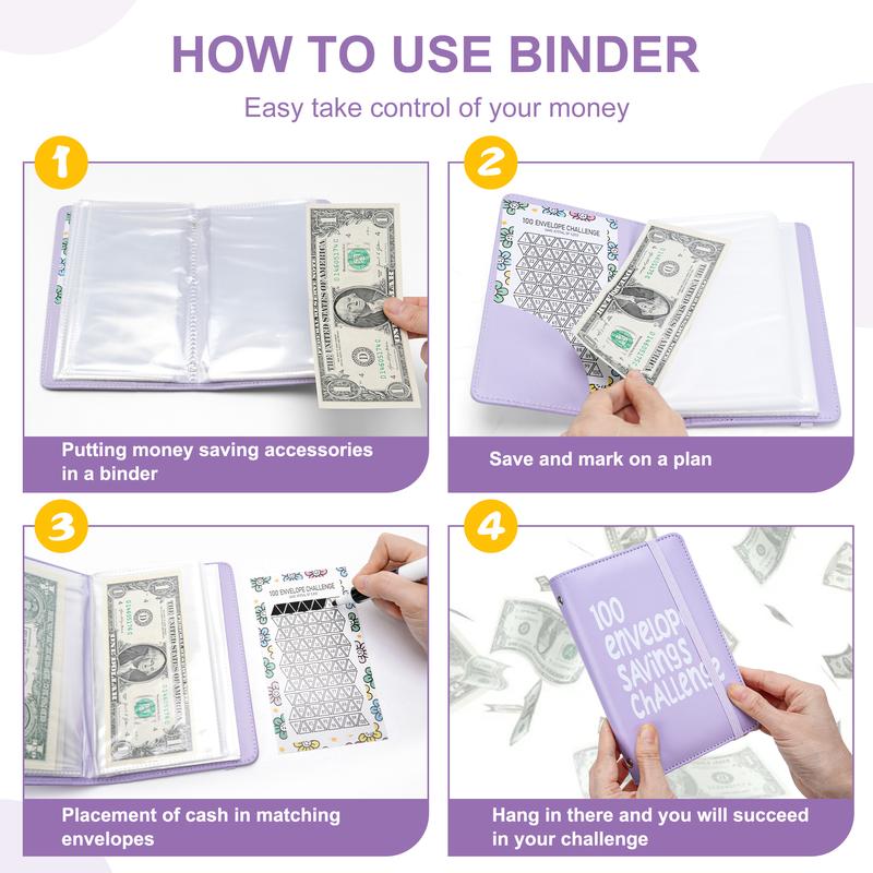 Product Introduction of 100 Days Money Saving Challenge Coin Envelope BudgetStorage Book - Binding Covers With Daily Savings Tracker,Habit-Forming System, And Cash Savings Goal Of $5050Develop A Consistent Savings Habit 4
