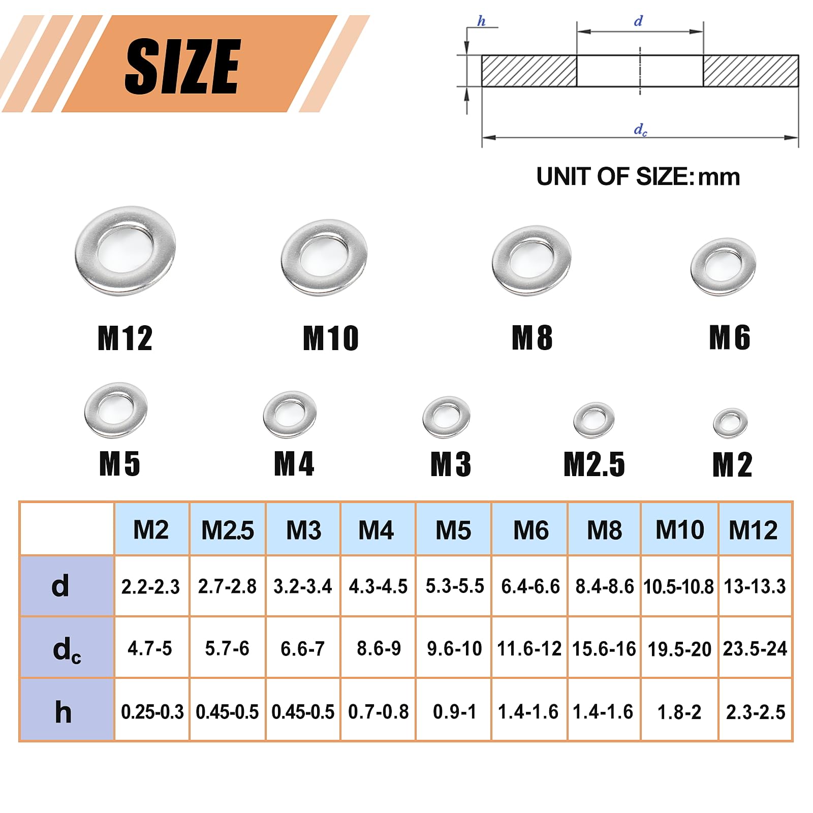 Size chart and specifications