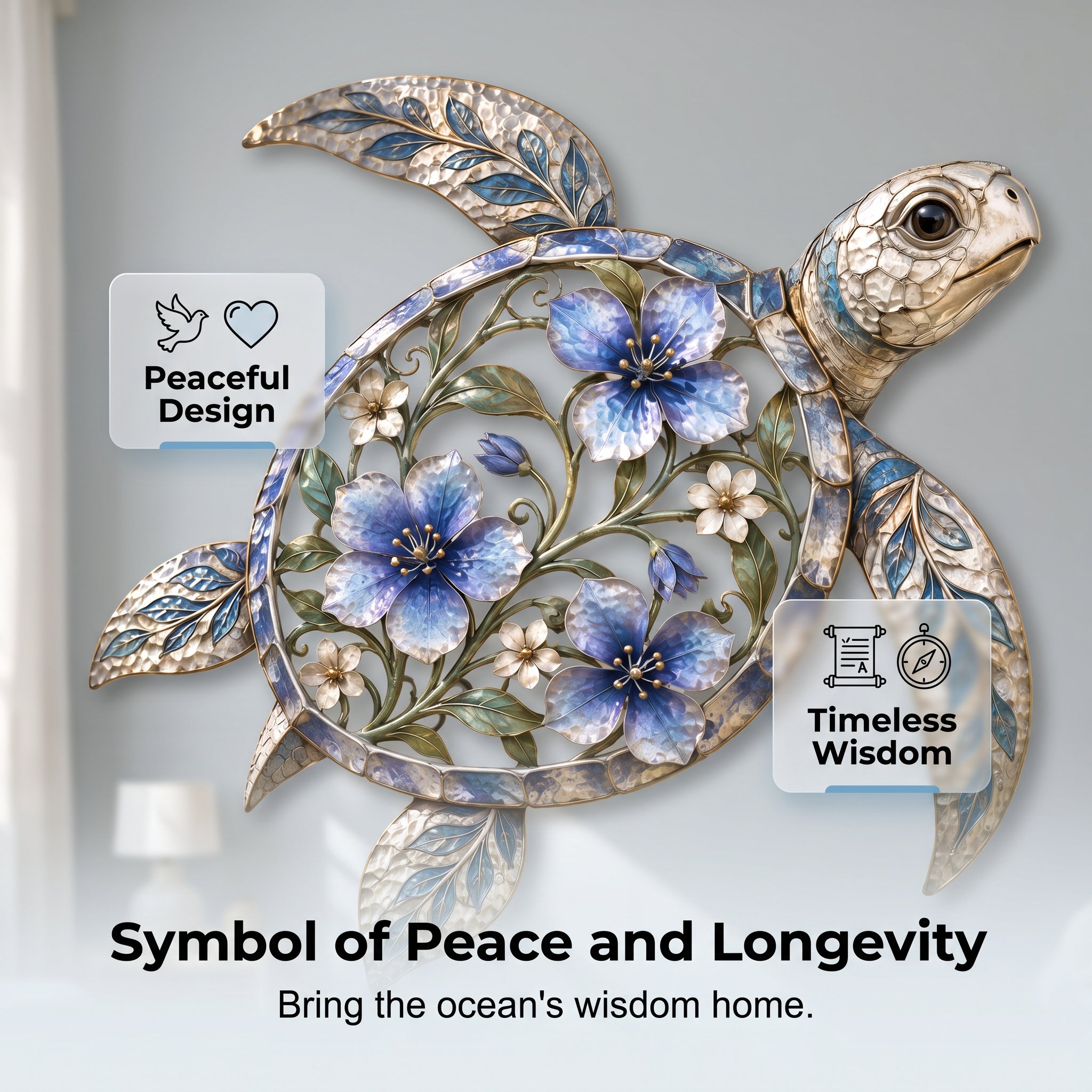 Sea turtle wall sculpture displayed โ wisdom, longevity, resilience