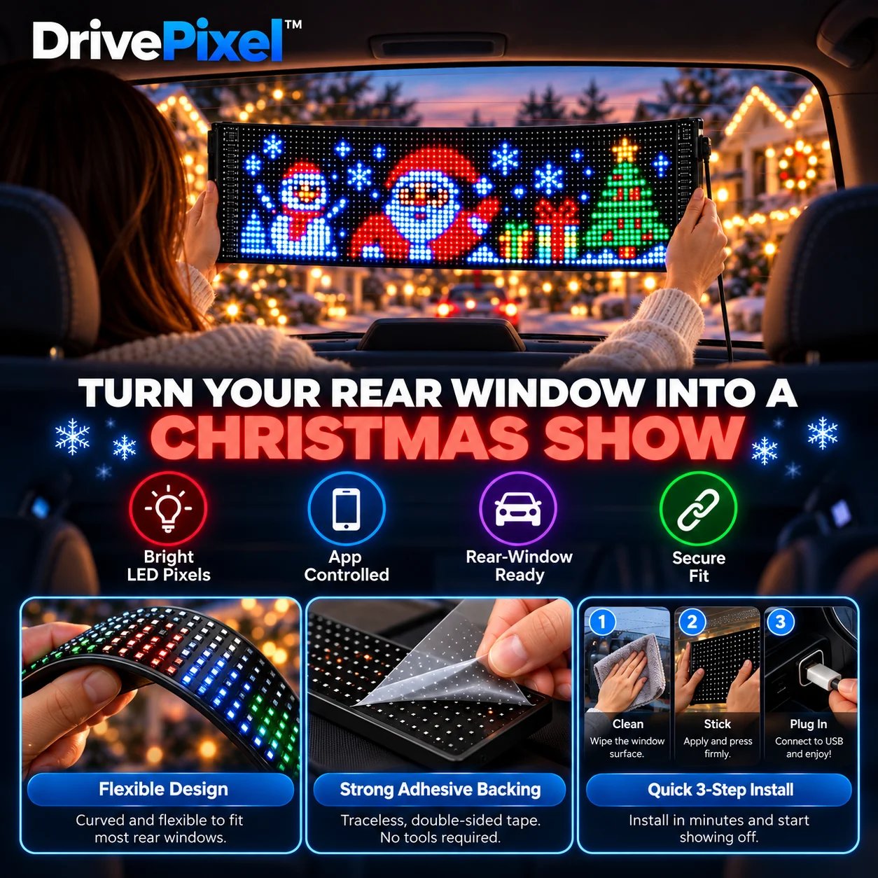 DrivePixel flexible rear window installation