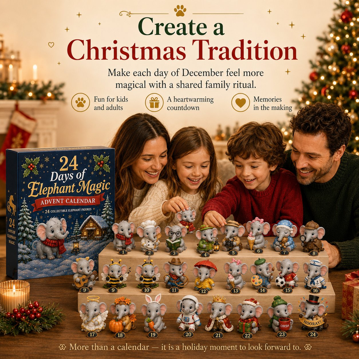 Christmas elephant collectible scene