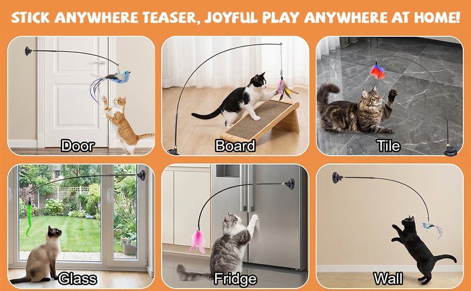Interactive Cat Feather Toy with Suction Cup
